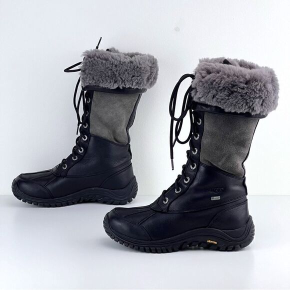 Ugg Australia Adirondack Tall Black and Gray Women’s Boots, Size 6 - Picture 2 of 10